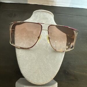 Vintage Ellesse Pink Gold Square Metal Sunglasses Japan FRAMES ONLY